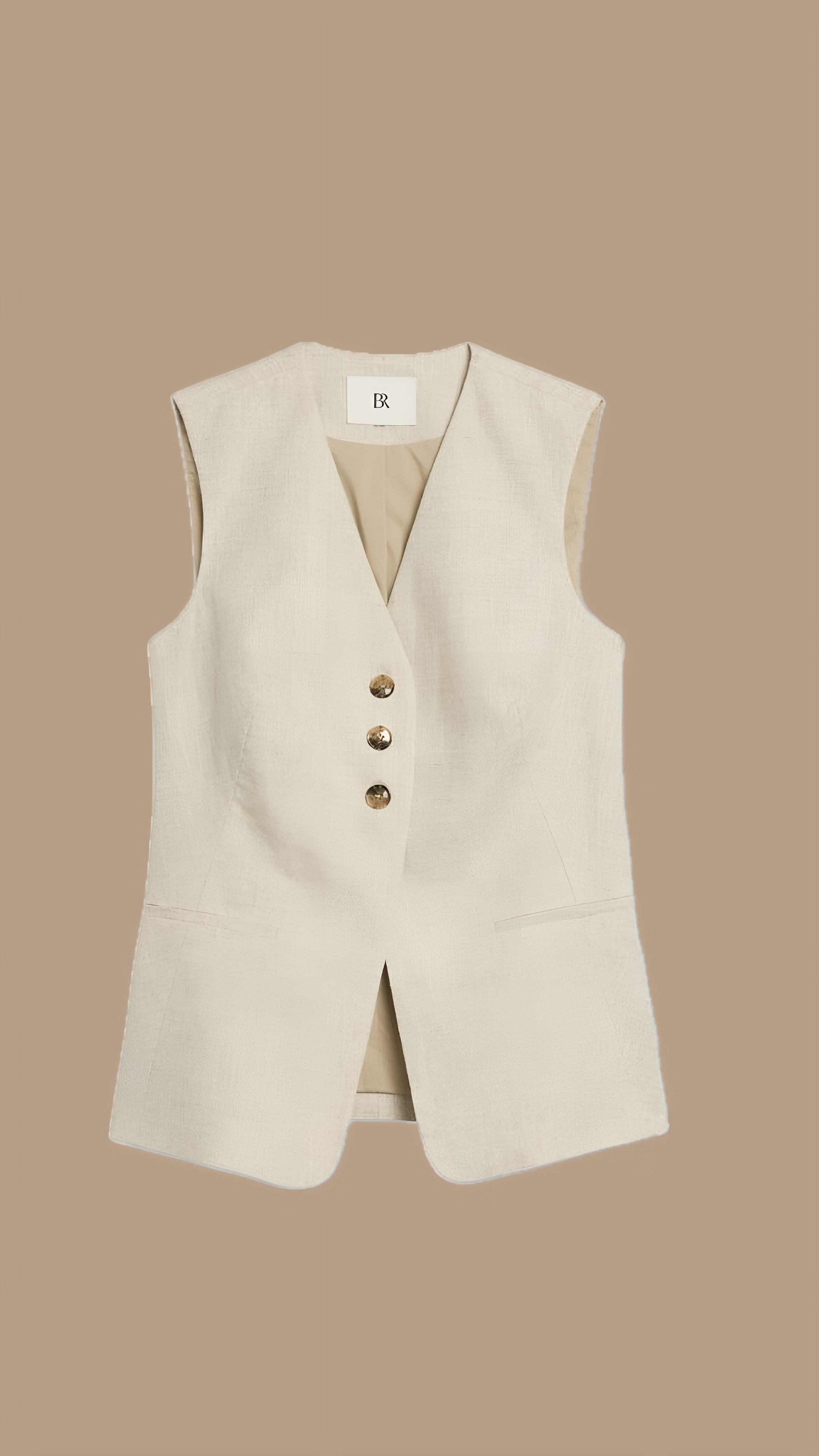 Beige Linen Vest